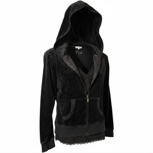 Victoria's Secret Black Velvet Hoodie With Black Tank Top